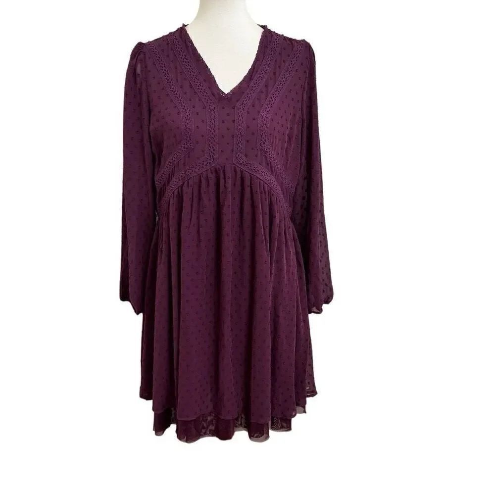 Matilda Jane Festive Fancy Swiss Dot Dress in Purple Size Small NEW